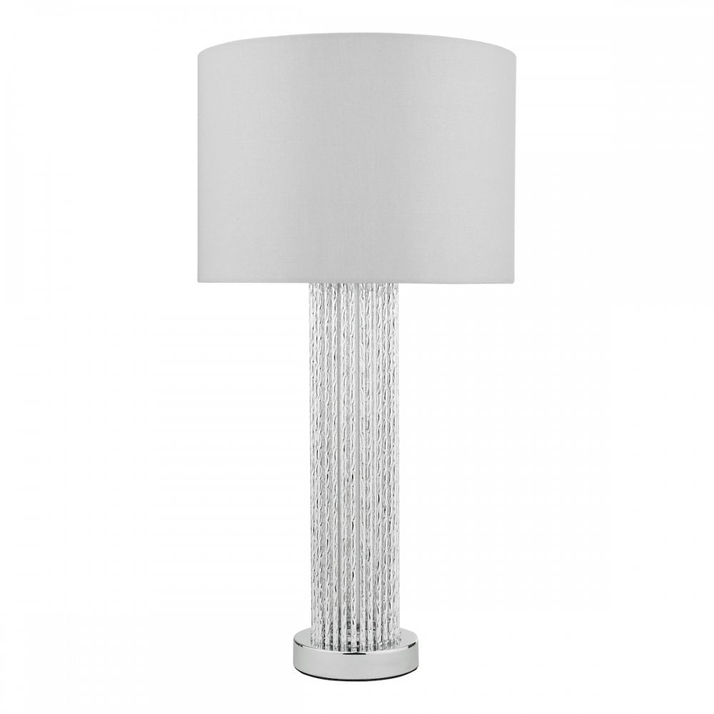 LAZ4239 Lazio Table Lamp Silver Rod Base With Faux Silk Shade