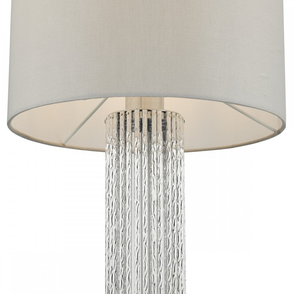 LAZ4239 Lazio Table Lamp Silver Rod Base With Faux Silk Shade