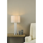 LAZ4239 Lazio Table Lamp Silver Rod Base With Faux Silk Shade