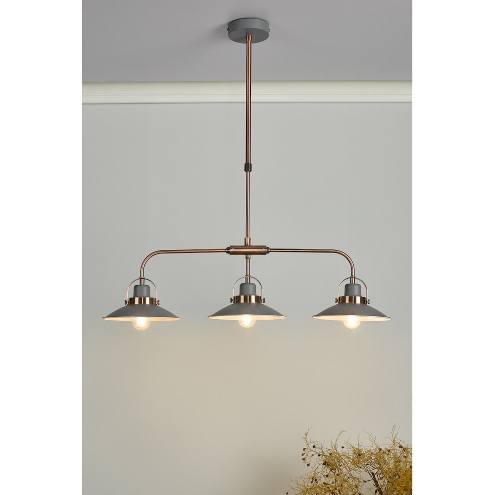 LID0339 Liden 3 Light Bar Pendant Graphite Copper