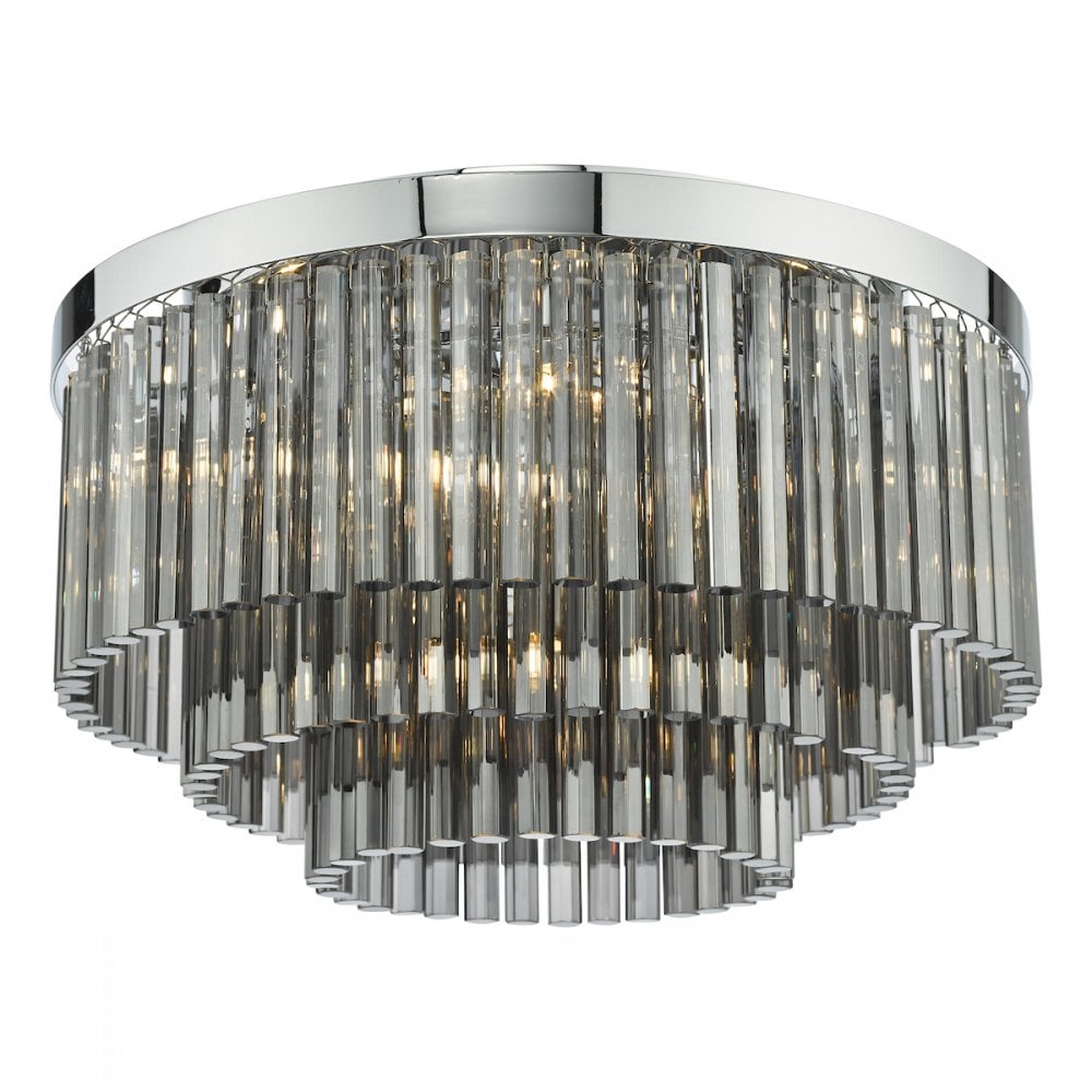 LOG5410 Logan 5 Light Flush Polished Chrome Smoked Glass