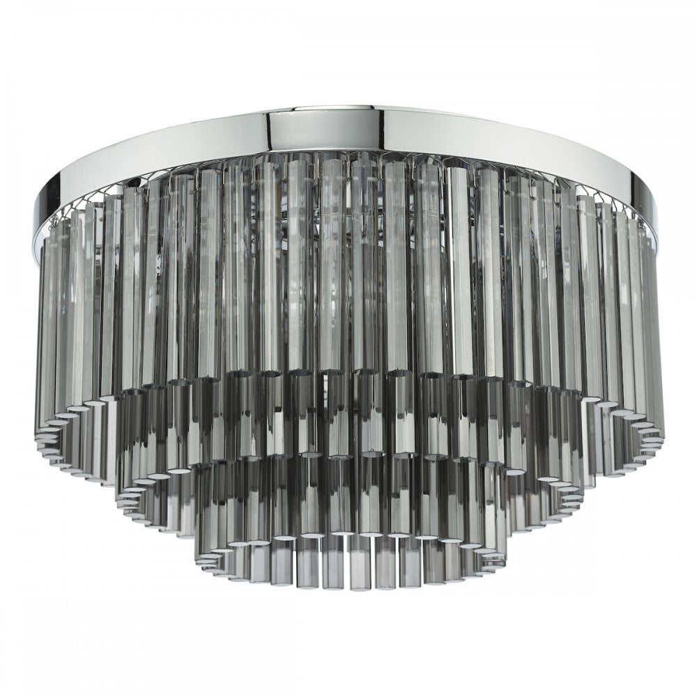 LOG5410 Logan 5 Light Flush Polished Chrome Smoked Glass