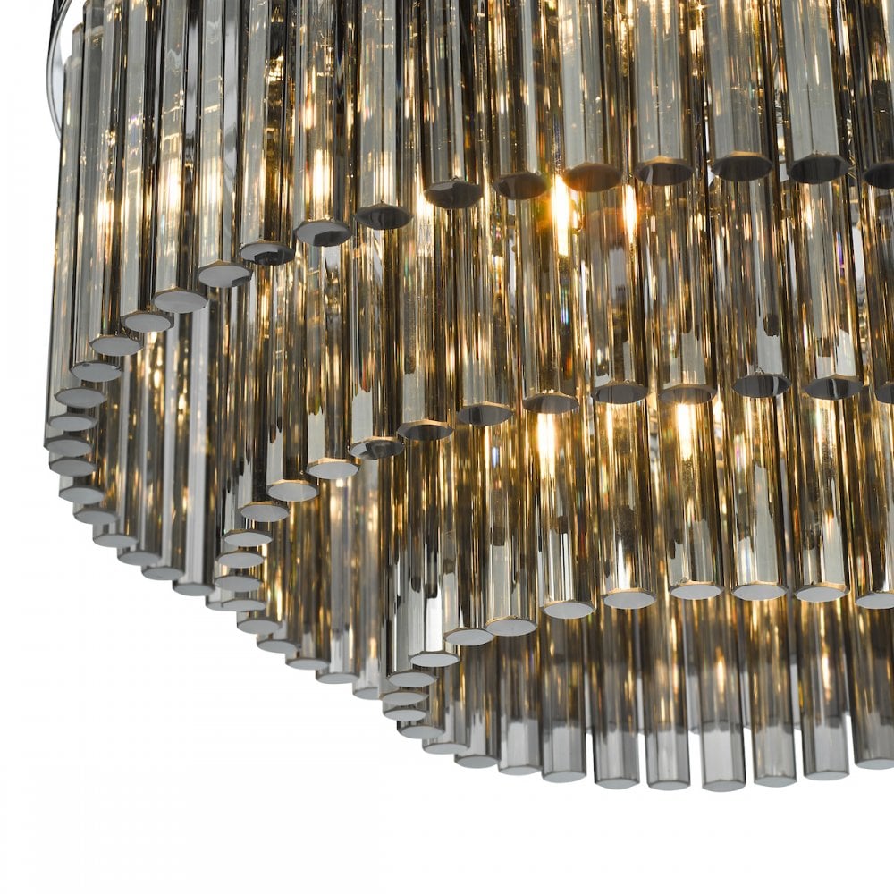 LOG5410 Logan 5 Light Flush Polished Chrome Smoked Glass