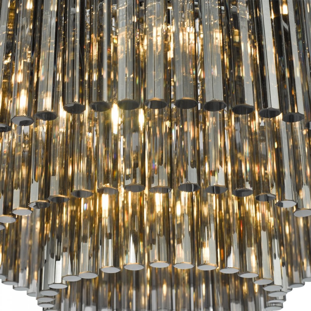 LOG5410 Logan 5 Light Flush Polished Chrome Smoked Glass
