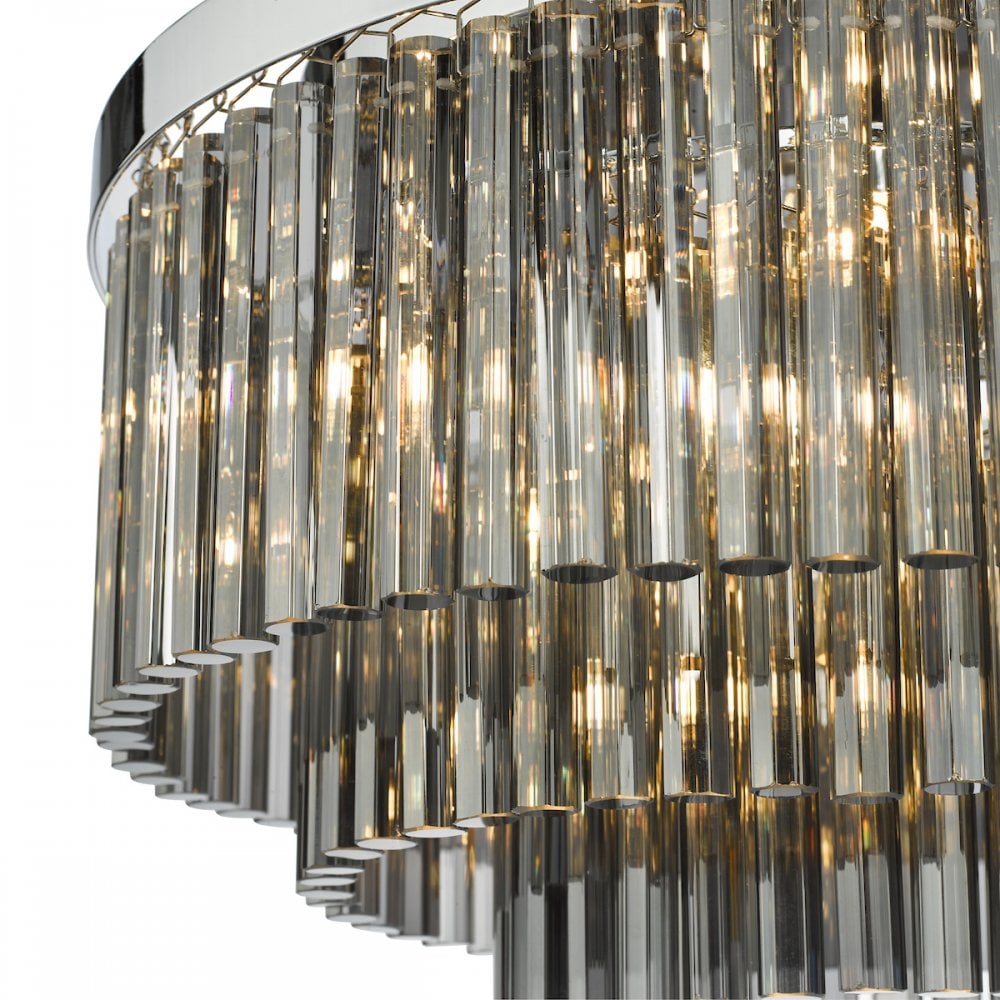 LOG5410 Logan 5 Light Flush Polished Chrome Smoked Glass