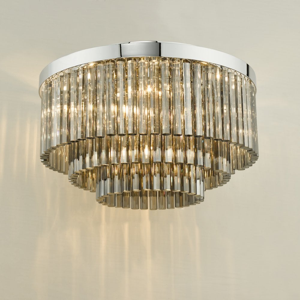 LOG5410 Logan 5 Light Flush Polished Chrome Smoked Glass