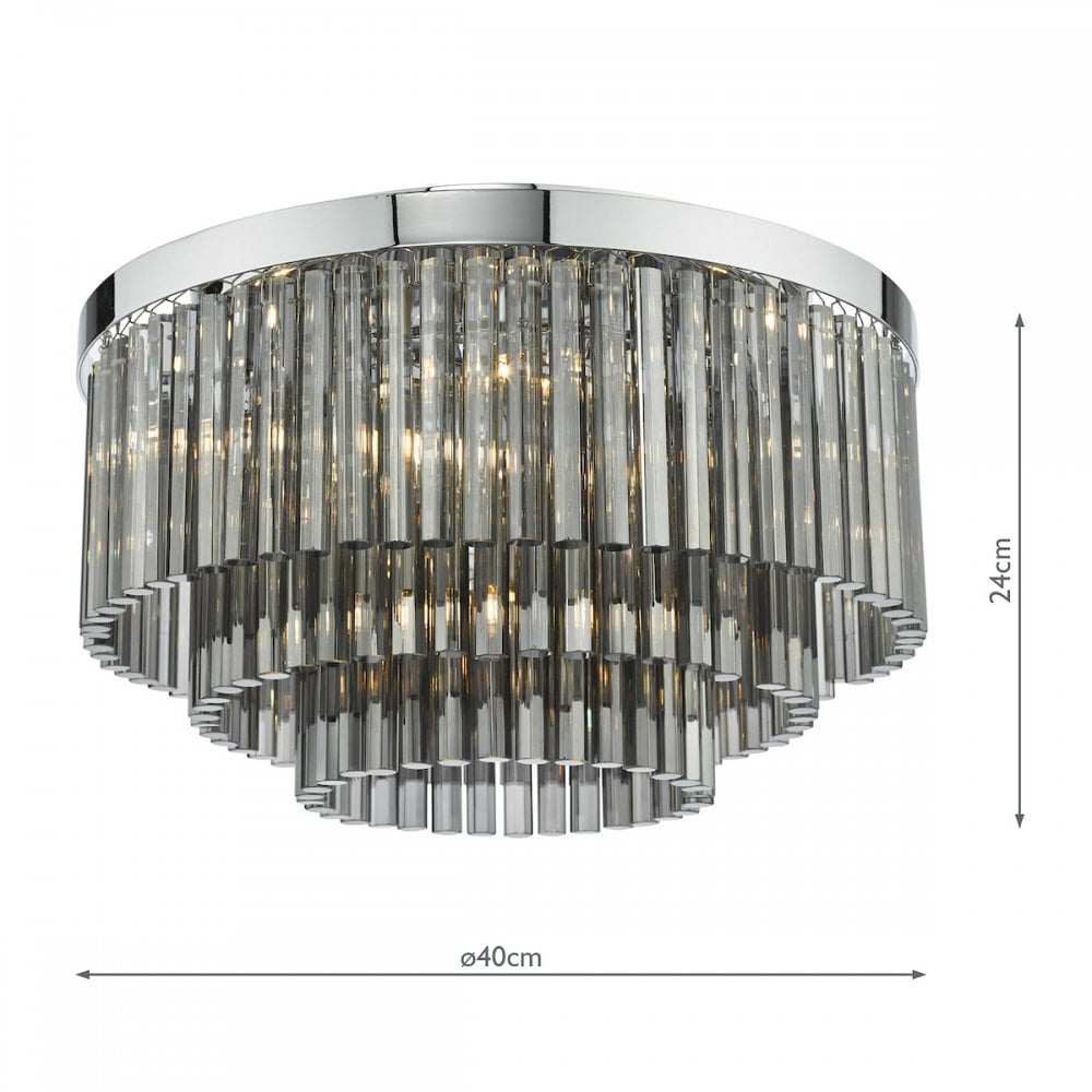LOG5410 Logan 5 Light Flush Polished Chrome Smoked Glass