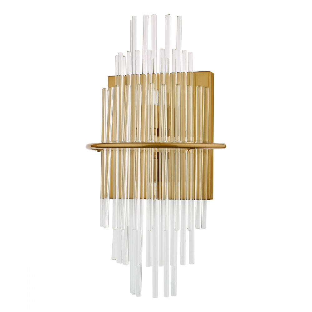 LUK0935 Lukas 2 Light Wall Light Antique Gold Glass