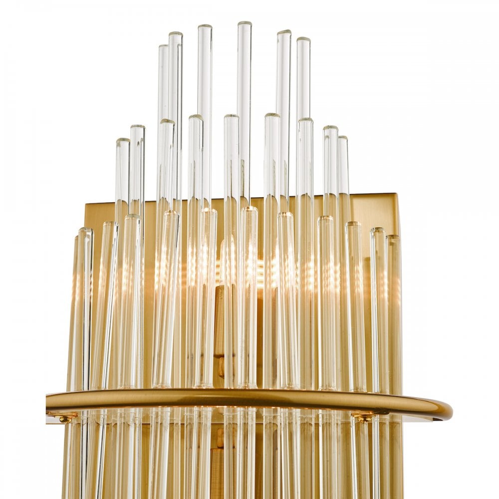 LUK0935 Lukas 2 Light Wall Light Antique Gold Glass