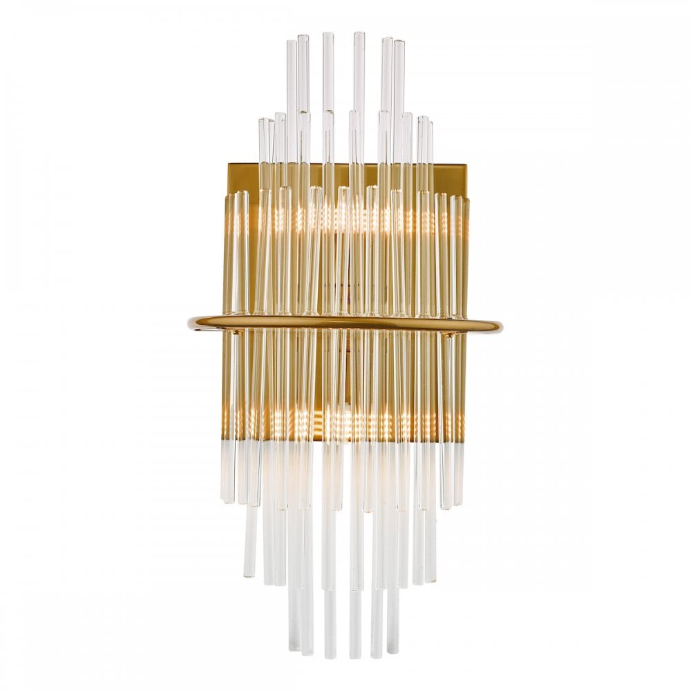 LUK0935 Lukas 2 Light Wall Light Antique Gold Glass