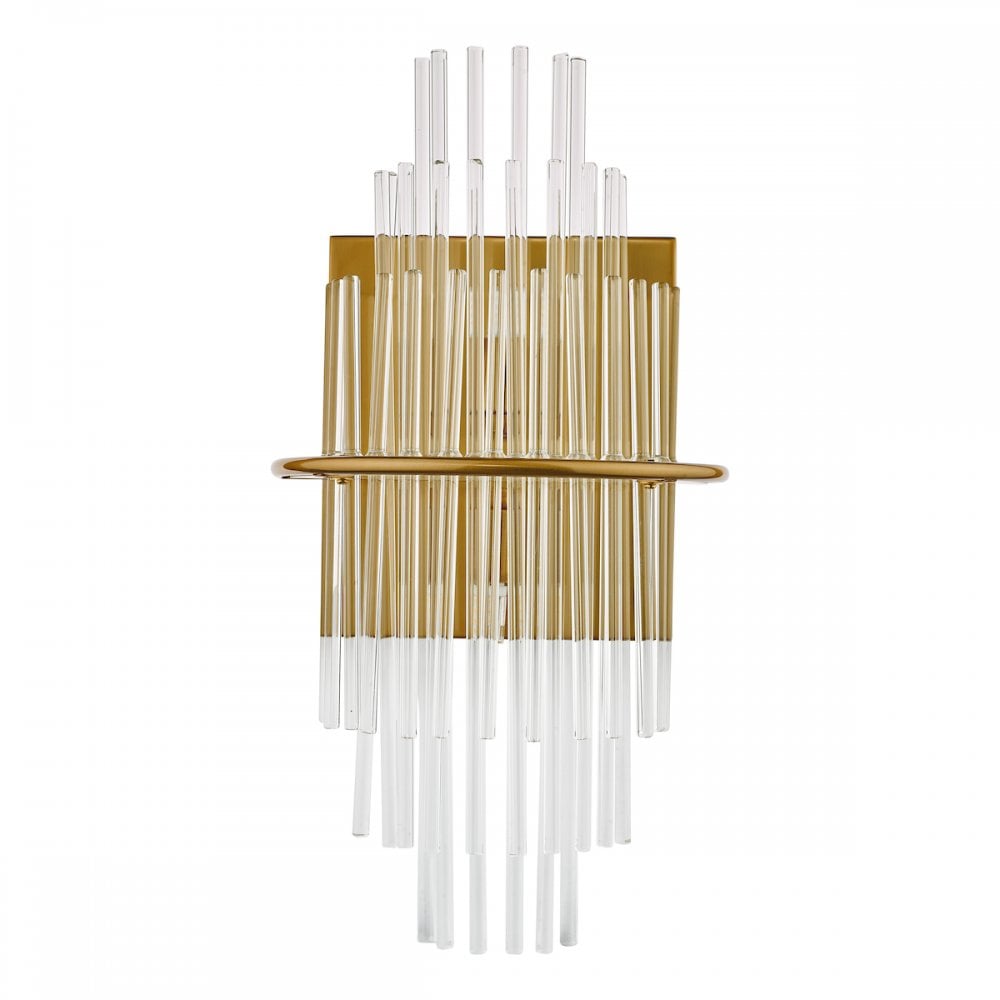 LUK0935 Lukas 2 Light Wall Light Antique Gold Glass