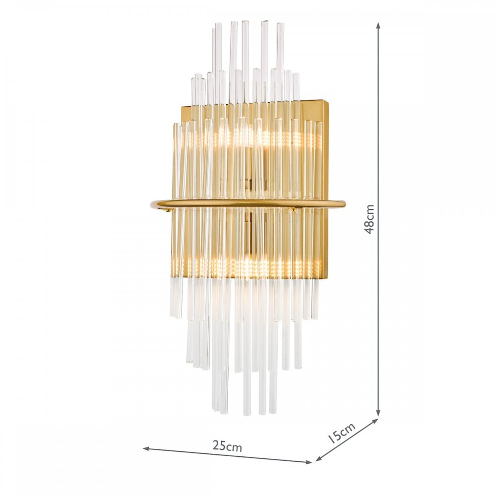 LUK0935 Lukas 2 Light Wall Light Antique Gold Glass
