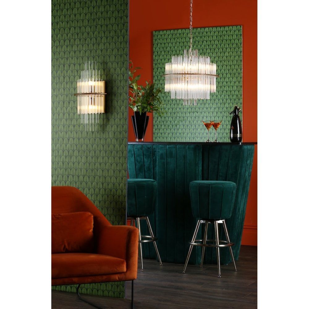 LUK0935 Lukas 2 Light Wall Light Antique Gold Glass