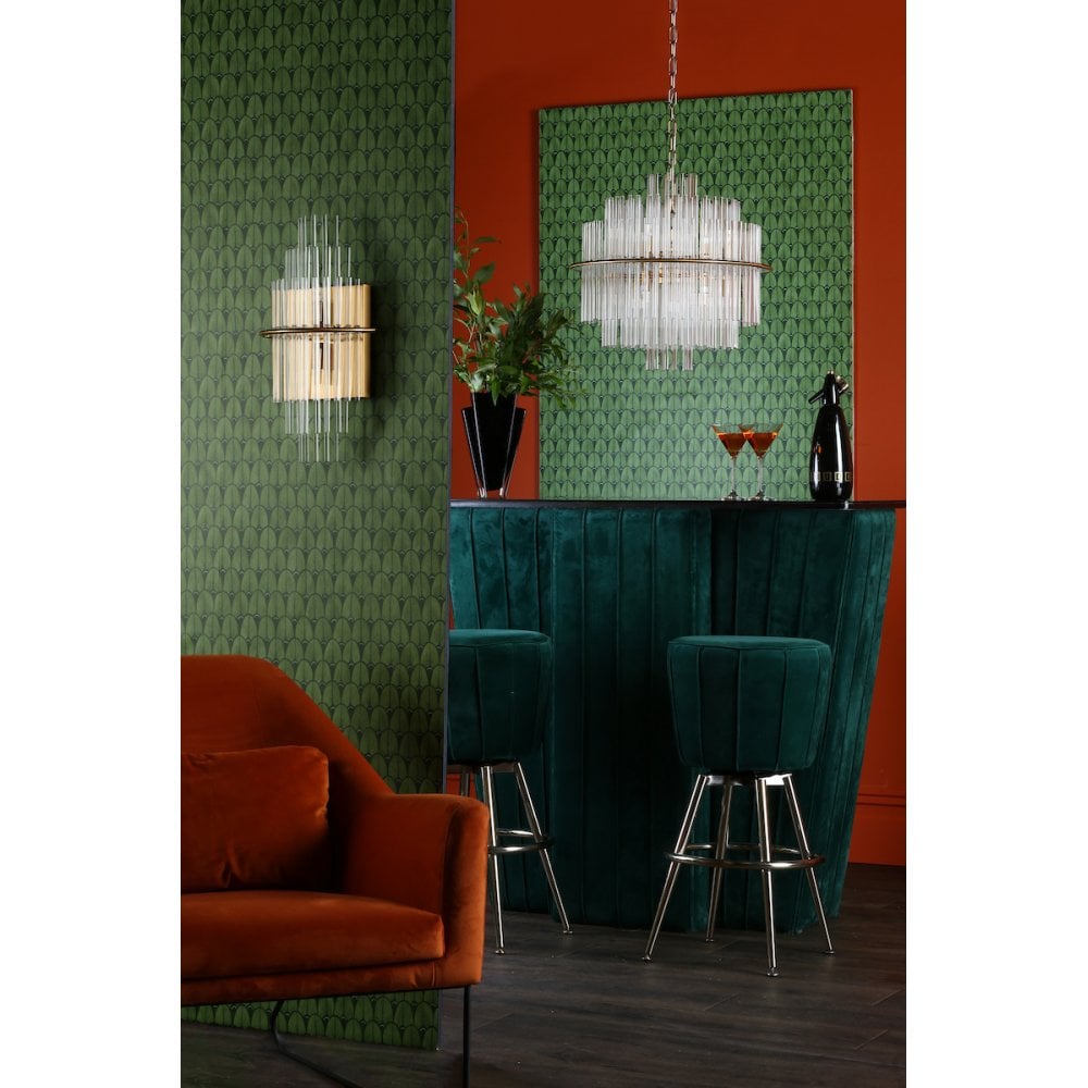 LUK0935 Lukas 2 Light Wall Light Antique Gold Glass