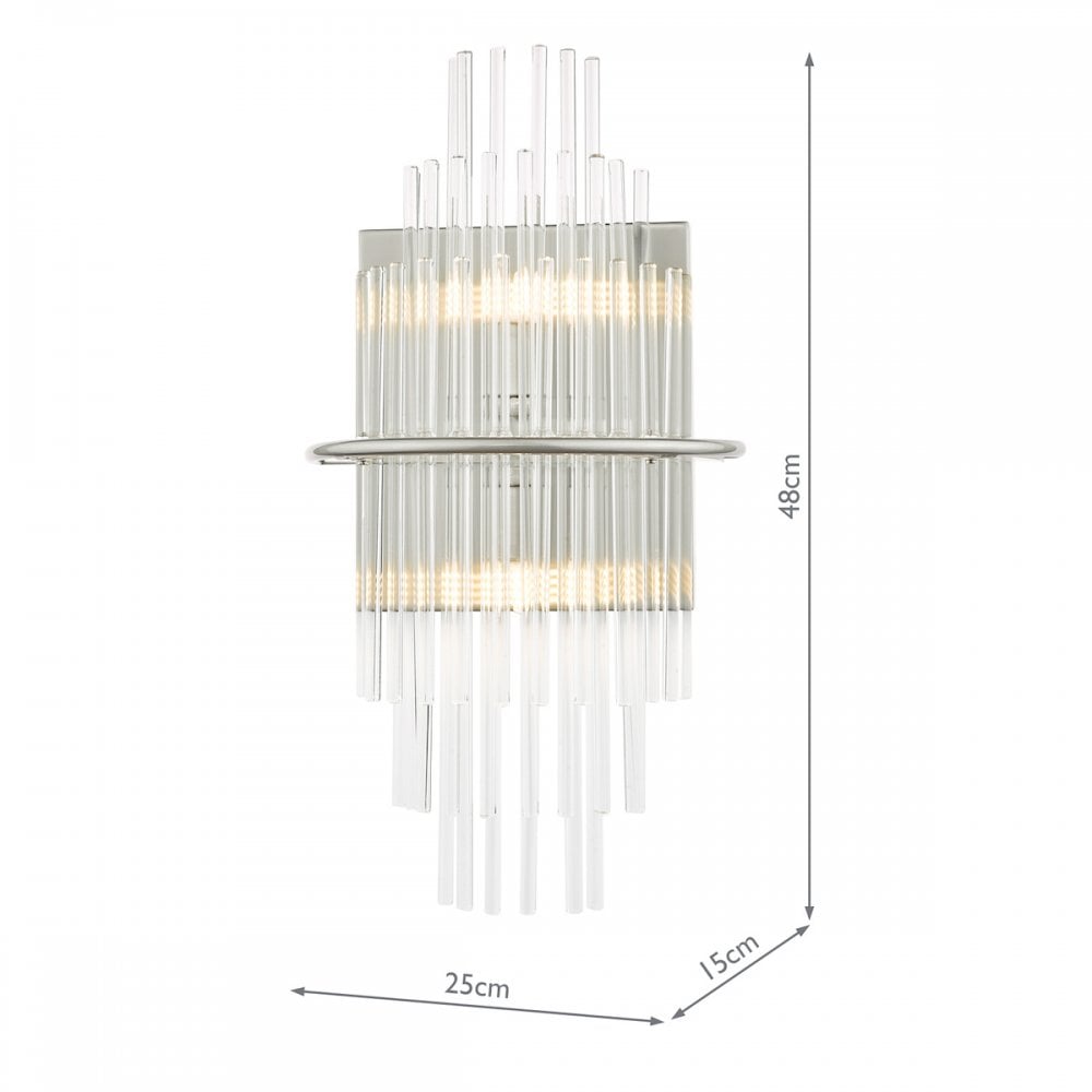 LUK0950 Lukas 2 Light Wall Light Polished Chrome Glass