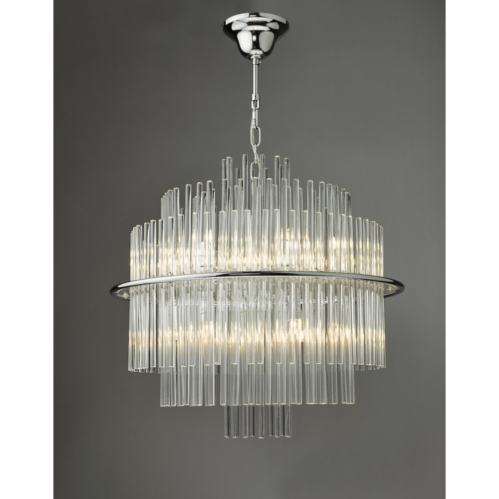 LUK1750 Lukas 13 Light Pendant Polished Chrome Glass
