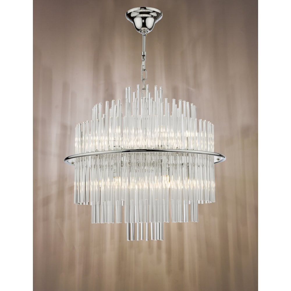 LUK1750 Lukas 13 Light Pendant Polished Chrome Glass