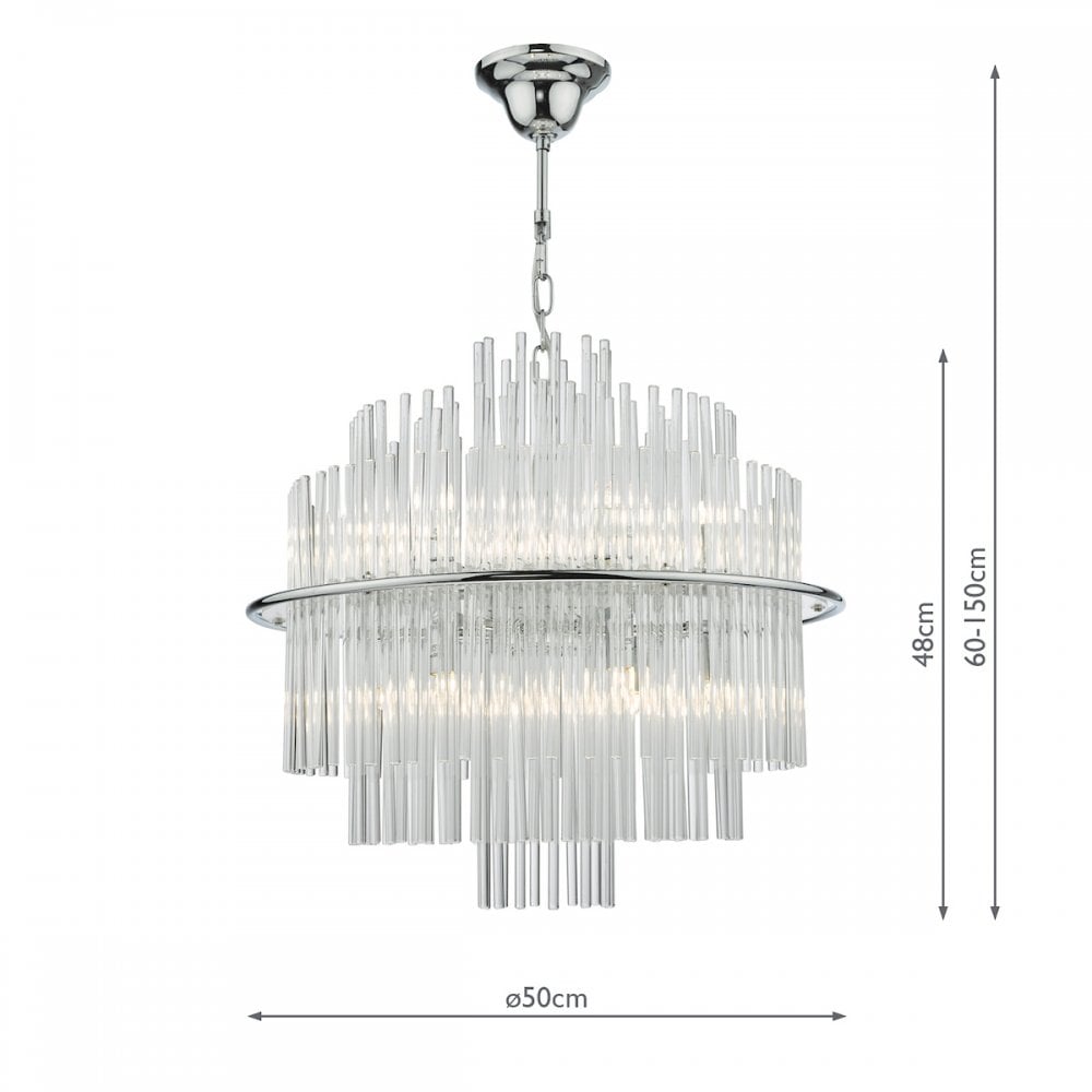 LUK1750 Lukas 13 Light Pendant Polished Chrome Glass