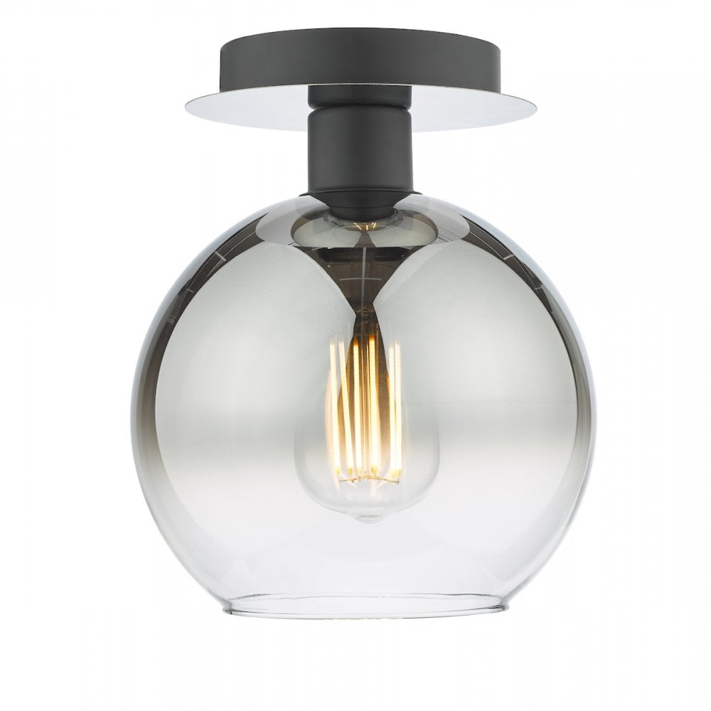 LYC0122 Lycia 1 Light Semi Flush Matt Black Ombre Smoked Glass