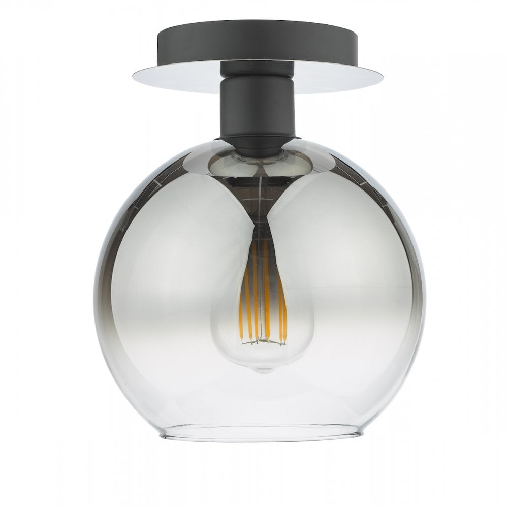 LYC0122 Lycia 1 Light Semi Flush Matt Black Ombre Smoked Glass