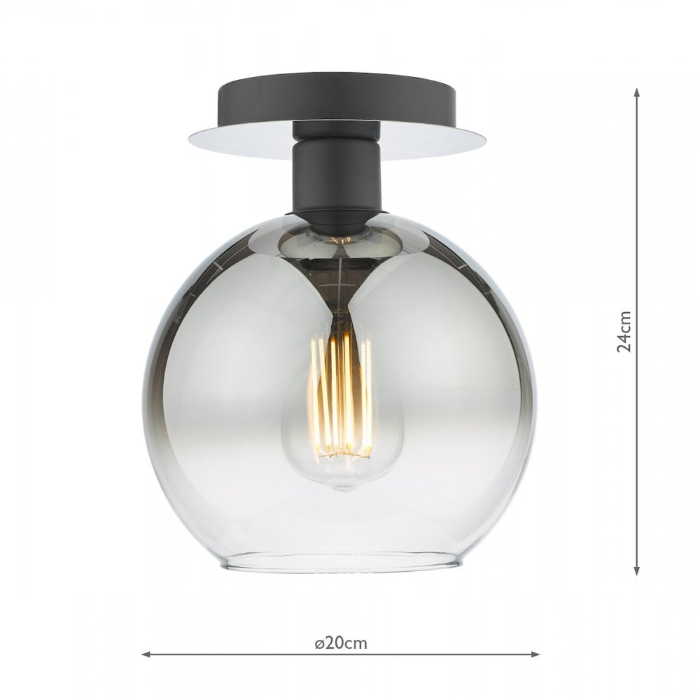 LYC0122 Lycia 1 Light Semi Flush Matt Black Ombre Smoked Glass