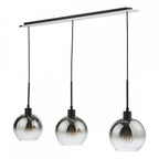 LYC0322 Lycia 3 Light Bar Pendant Matt Black Ombre Smoked Glass