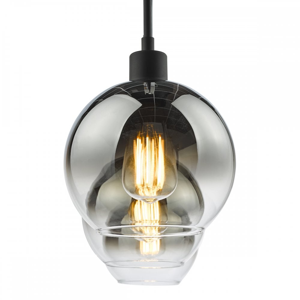 LYC0322 Lycia 3 Light Bar Pendant Matt Black Ombre Smoked Glass