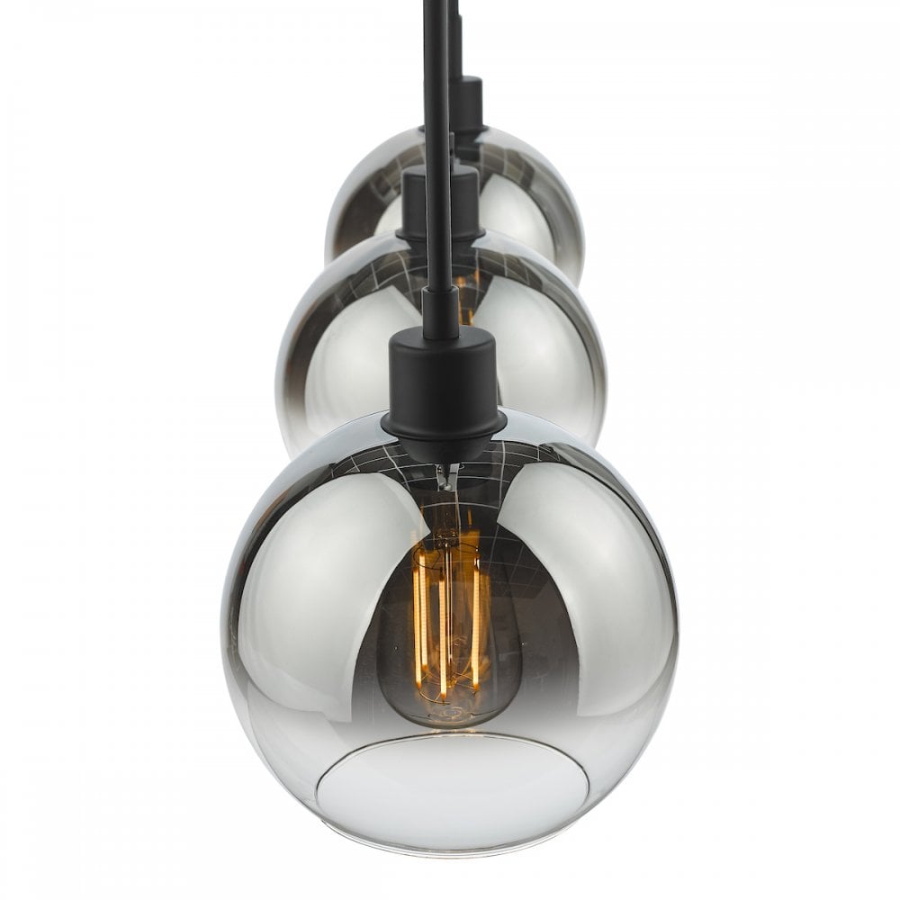 LYC0322 Lycia 3 Light Bar Pendant Matt Black Ombre Smoked Glass