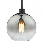 LYC8622 Lycia 1 Light Single Pendant Matt Black Ombre Smoked Glass