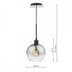 LYC8622 Lycia 1 Light Single Pendant Matt Black Ombre Smoked Glass