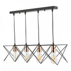 MID0422 Midi 4 Light Bar Pendant Black And Bright Copper Detail