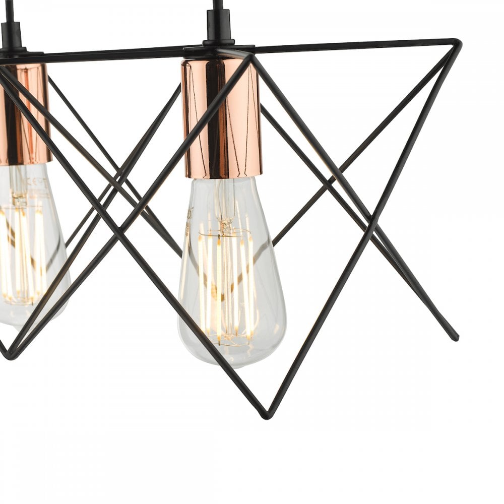 MID0422 Midi 4 Light Bar Pendant Black And Bright Copper Detail