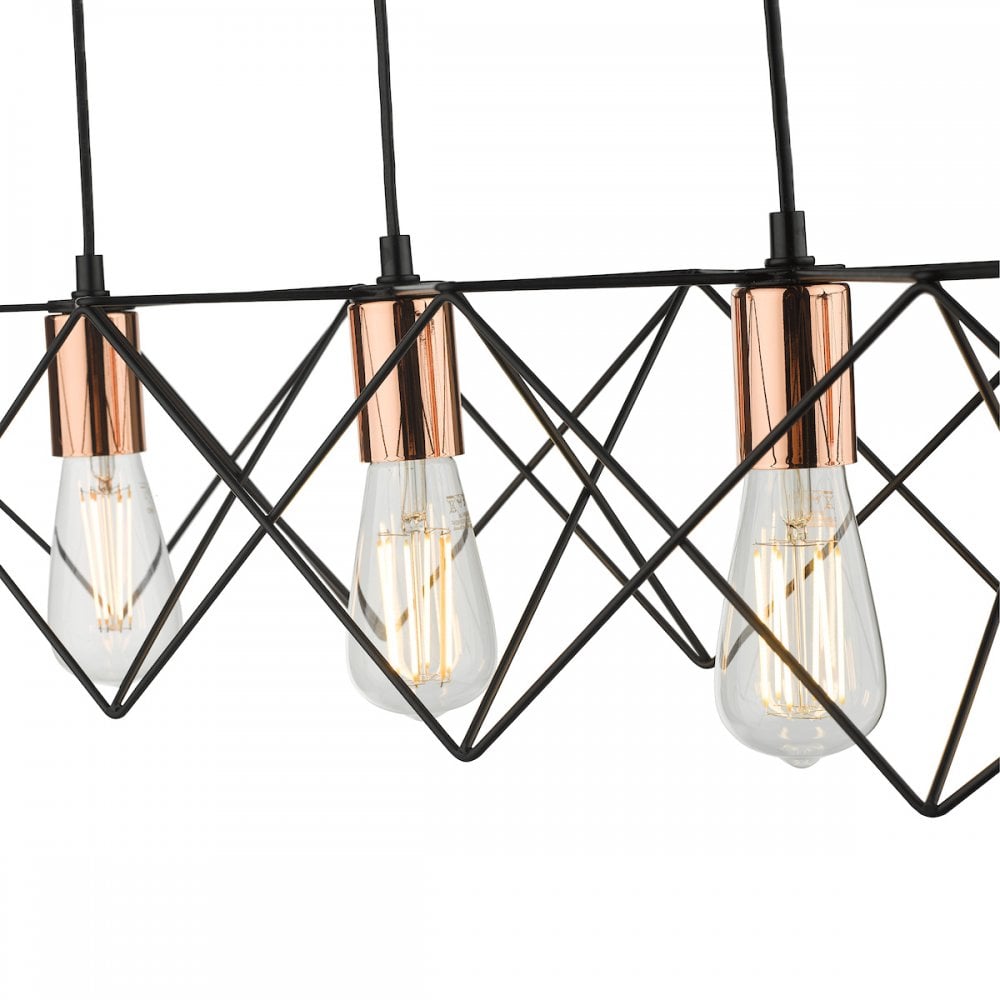 MID0422 Midi 4 Light Bar Pendant Black And Bright Copper Detail