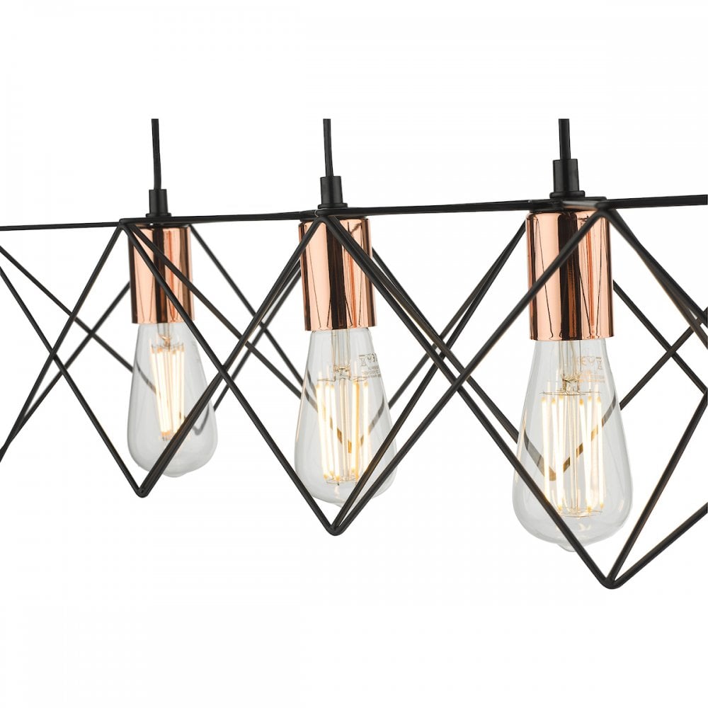 MID0422 Midi 4 Light Bar Pendant Black And Bright Copper Detail