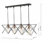 MID0422 Midi 4 Light Bar Pendant Black And Bright Copper Detail