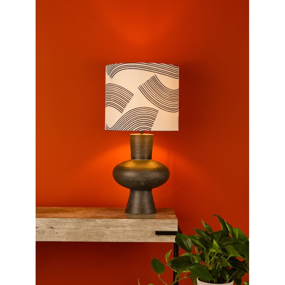 MIH4222 Miho 1 Light Table Lamp Black/Bronze With Shade
