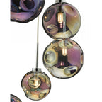 MIR0655 Mira 6 Light Cluster Pendant Polished Chrome Iridised Glass