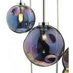 MIR0655 Mira 6 Light Cluster Pendant Polished Chrome Iridised Glass