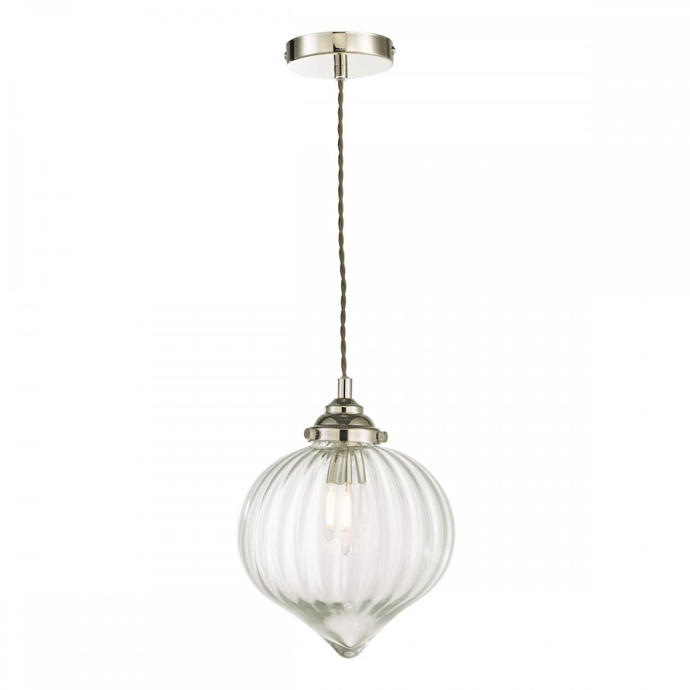 MYA0138 Mya 1 Light Single Pendant Polished Nickel Glass