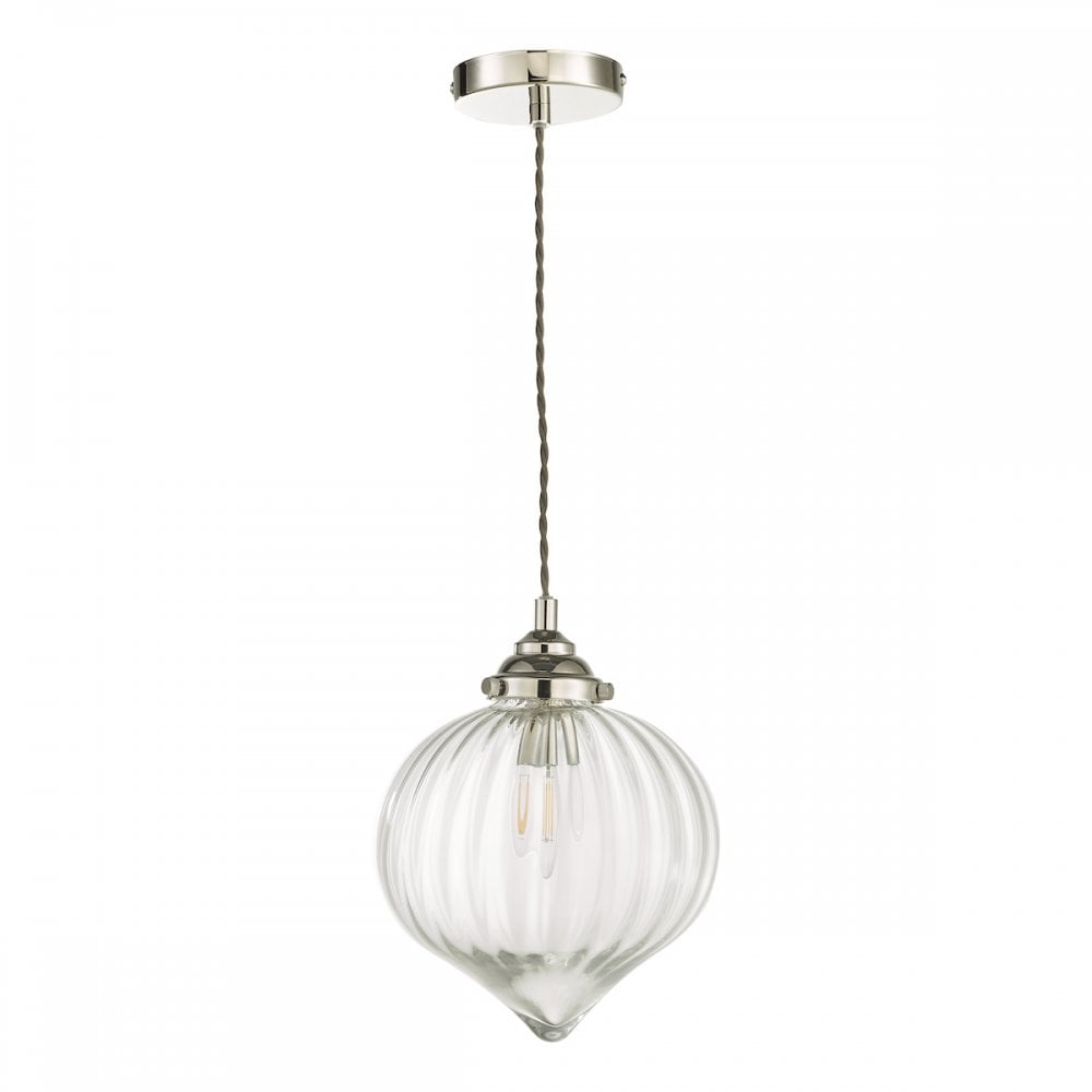 MYA0138 Mya 1 Light Single Pendant Polished Nickel Glass