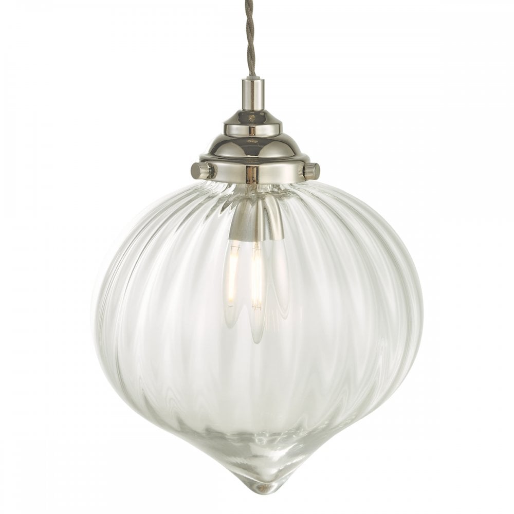 MYA0138 Mya 1 Light Single Pendant Polished Nickel Glass