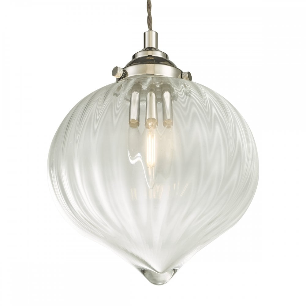 MYA0138 Mya 1 Light Single Pendant Polished Nickel Glass