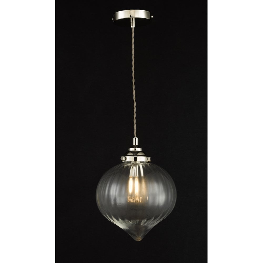 MYA0138 Mya 1 Light Single Pendant Polished Nickel Glass