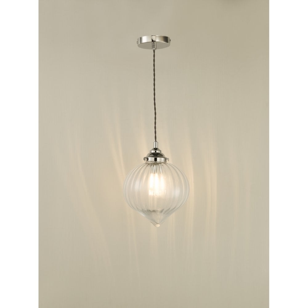 MYA0138 Mya 1 Light Single Pendant Polished Nickel Glass