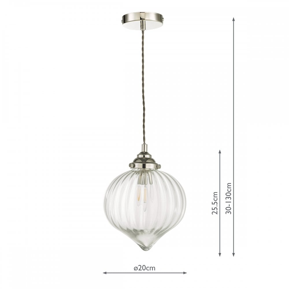 MYA0138 Mya 1 Light Single Pendant Polished Nickel Glass