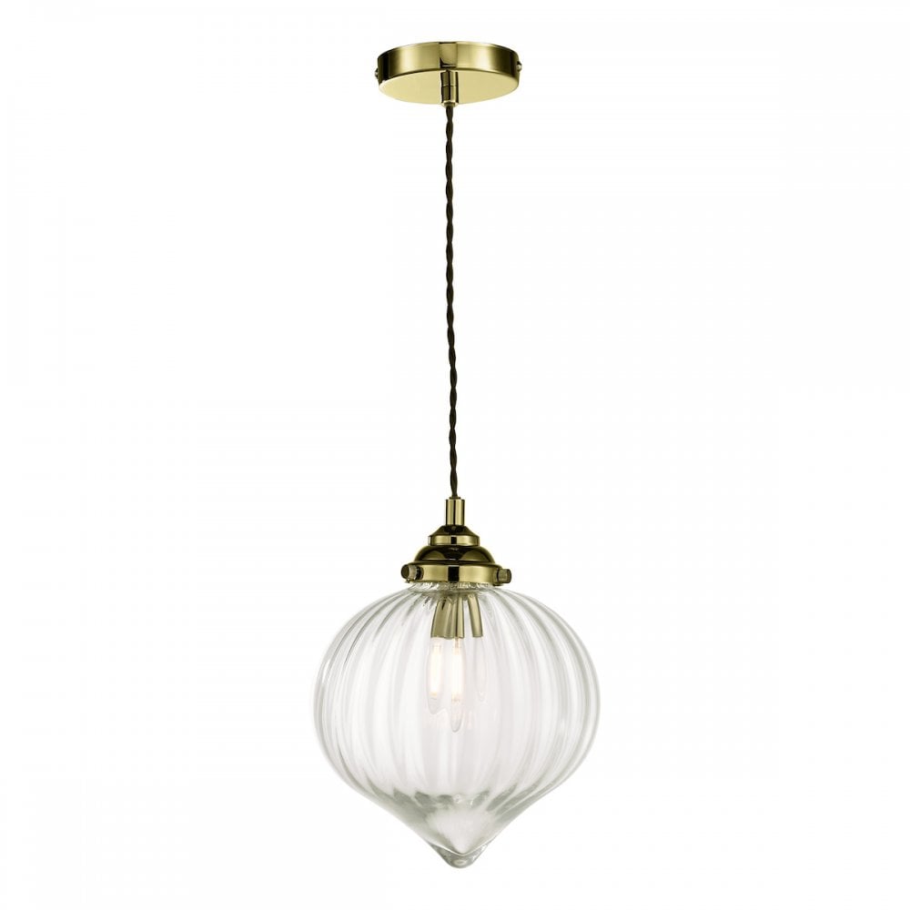 Mya 1 Light Single Pendant Antique Brass Glass