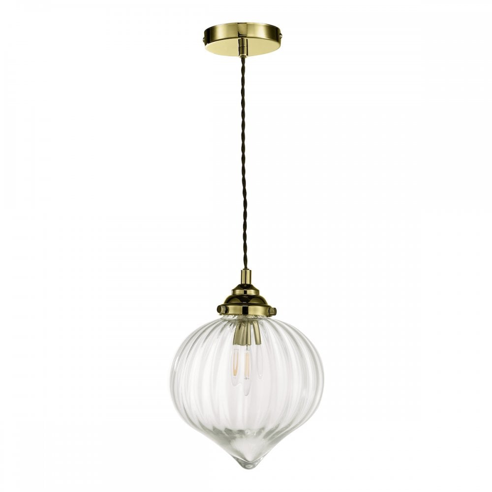 Mya 1 Light Single Pendant Antique Brass Glass