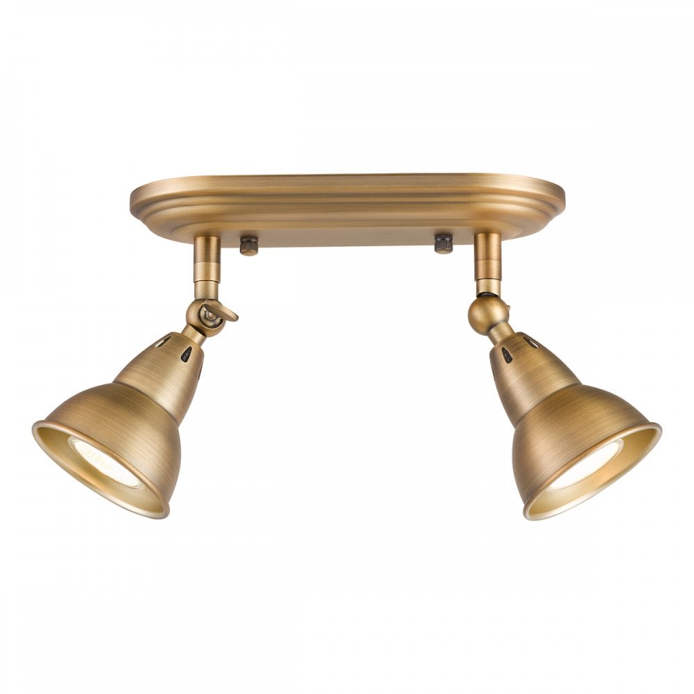 NAT7542 Nathaniel 2 Light Plate Spotlight Aged Brass