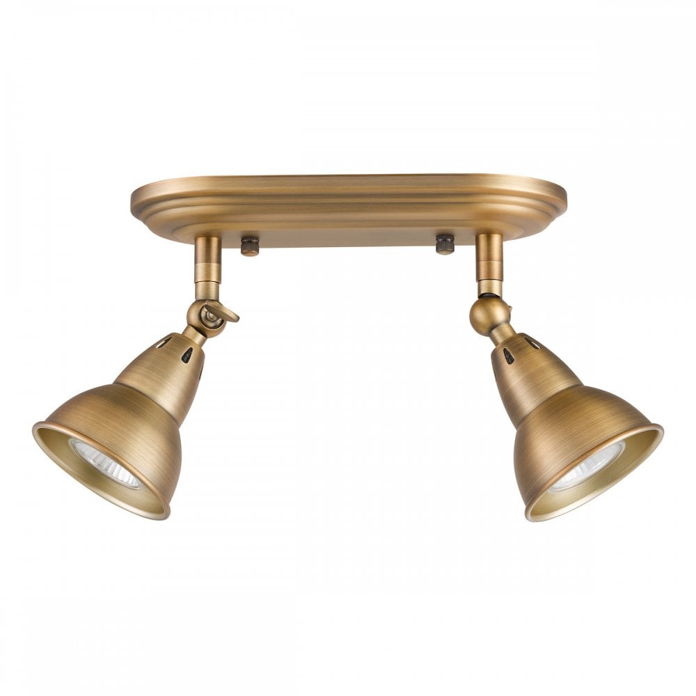 NAT7542 Nathaniel 2 Light Plate Spotlight Aged Brass