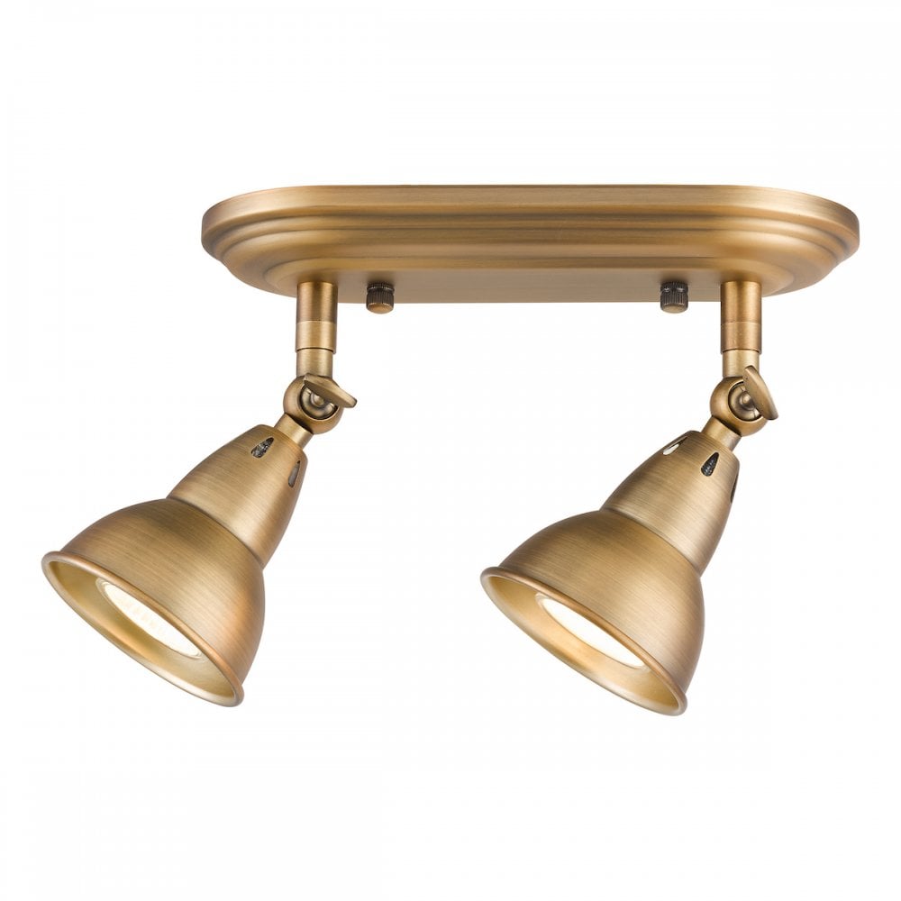 NAT7542 Nathaniel 2 Light Plate Spotlight Aged Brass